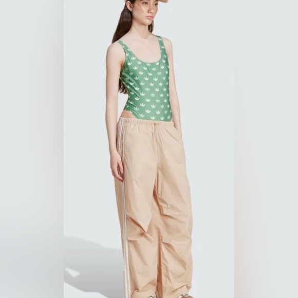 adidas Originals Monogram preloved green cloud white one‎ piece swimsuit size 4 - Picture 1 of 7
